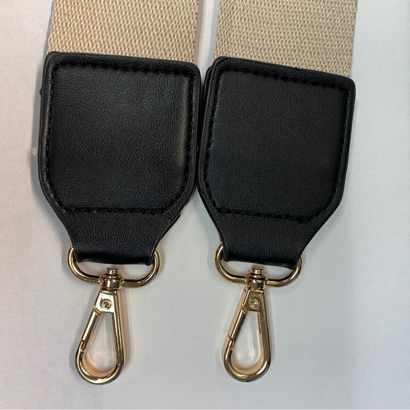 Black Muli-Colored Adjustable Crossbody Strap, Leather/Blended Cotton, GoldSnap - Picture 3 of 6